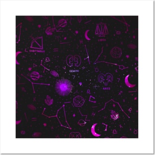 Star sign pattern - pink Posters and Art